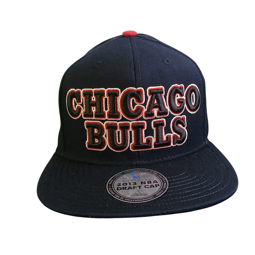 Adidas Chicago Bulls 2013 NBA Draft Cap Snapback Hat Black Red Mens Adjustable